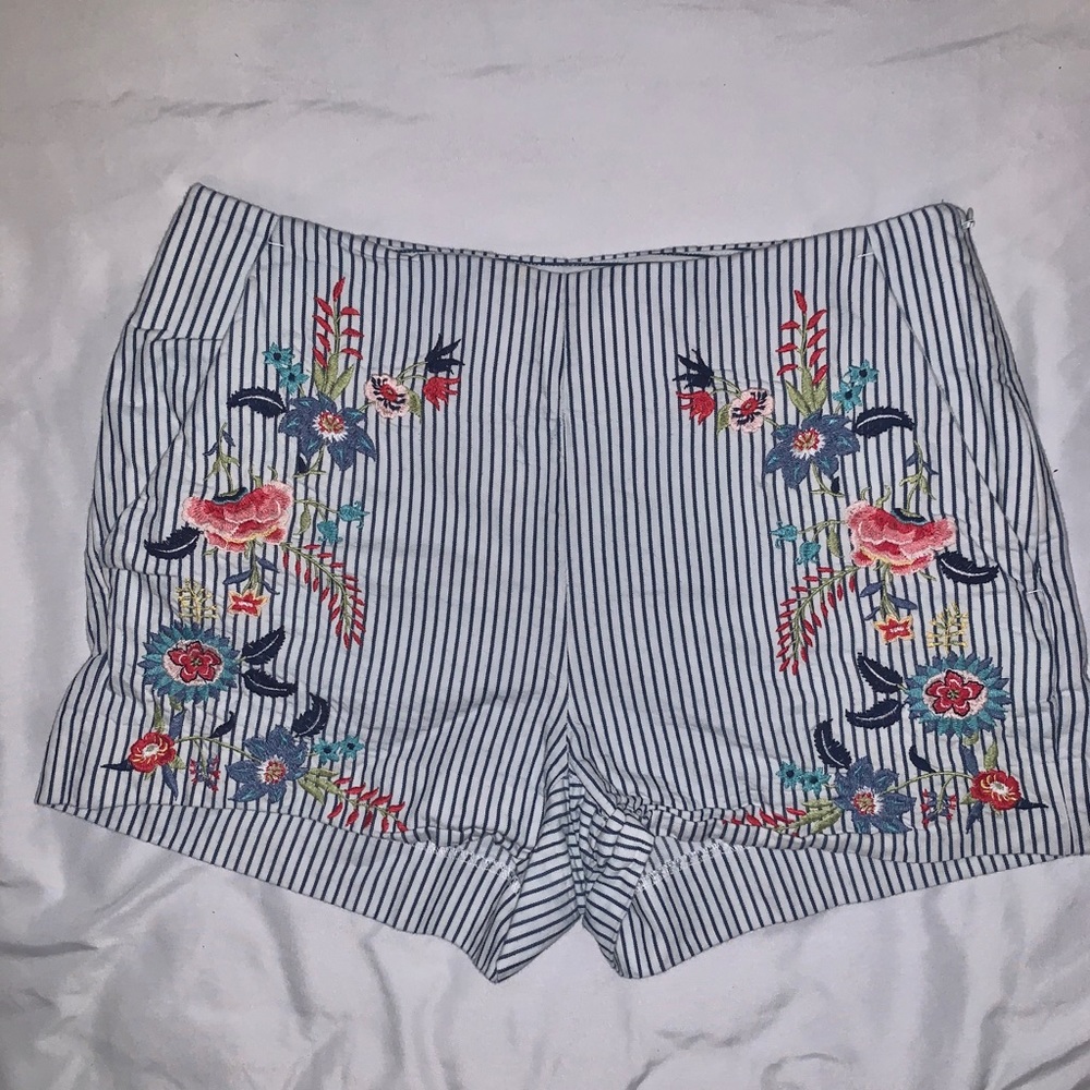 Loft High Waisted Floral Embroidery Shorts